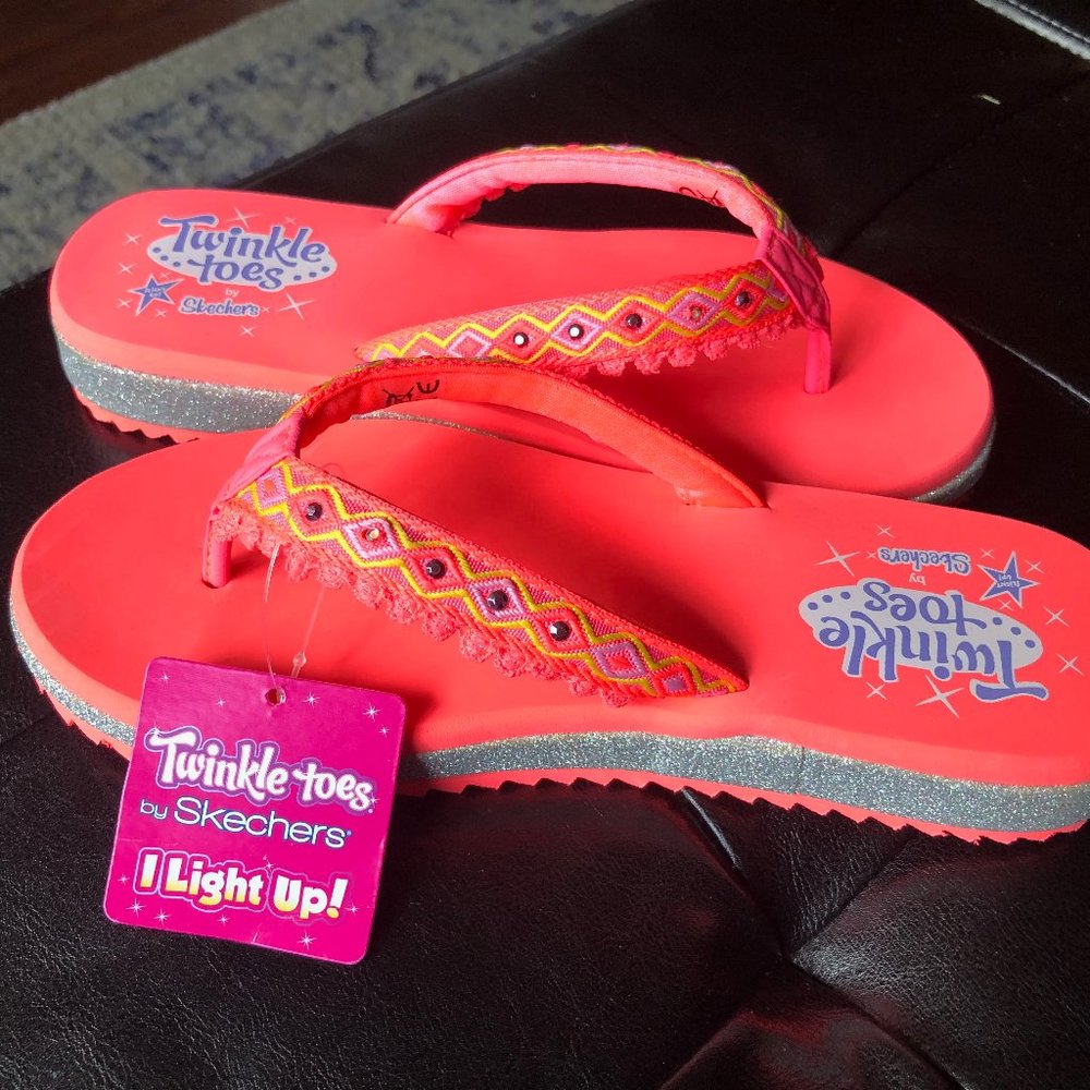 Girls Sz 4 Skechers Twinkle Toes Flip Flops